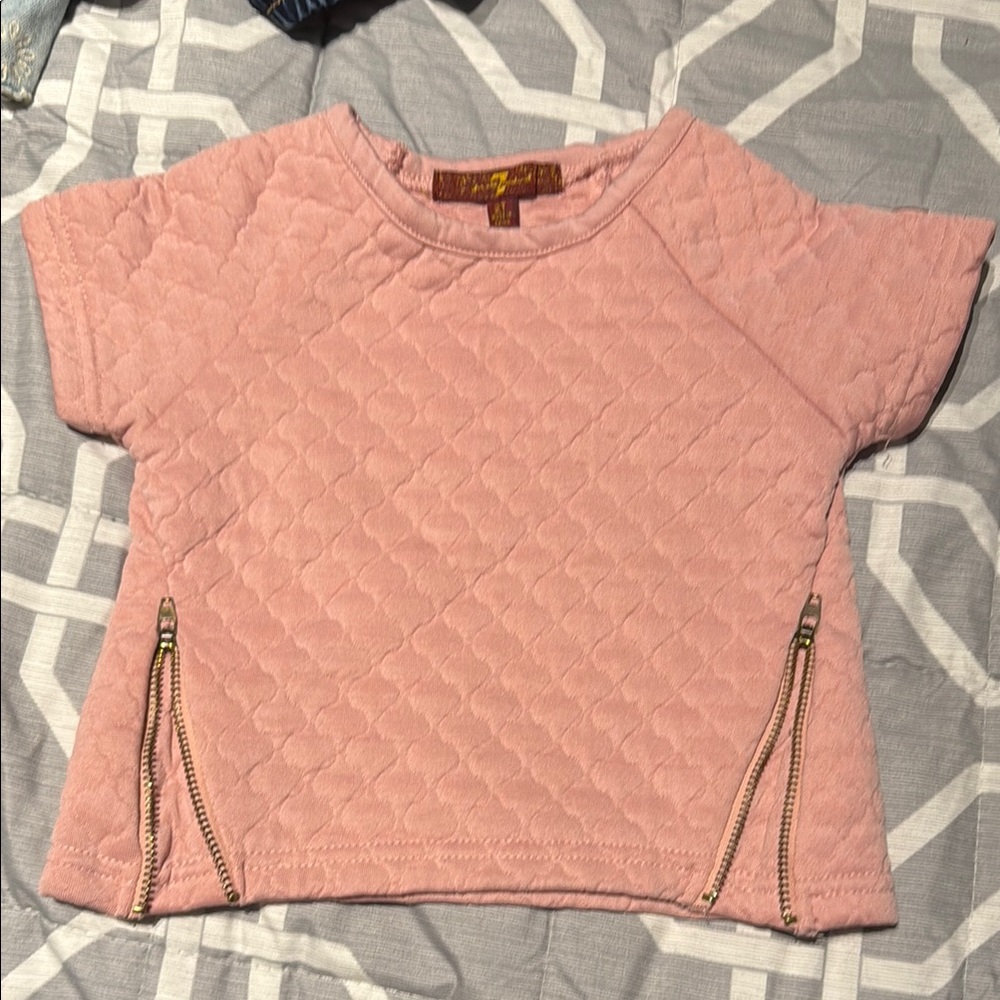 7 For all mankind Quilted Pink Kids Top with Zipper Accents